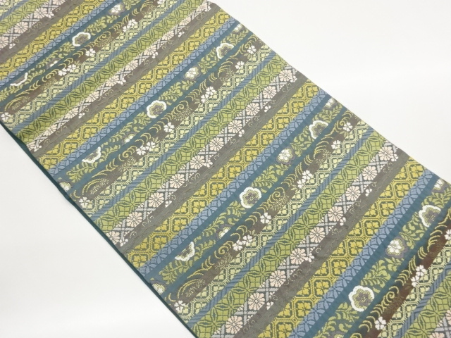 JAPANESE FUKURO OBI / KARA-ORI / WOVEN FLORAL PLANTS 